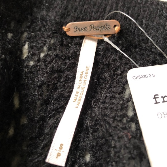 free people black sweater dolman sleeve pointelle - Picture 5 of 8